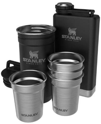 Stanley Adventure Pre-Party Shot Glass + Flask Set Matte Black Pebble 230ml-4 x 59ml Placatka-Pohár