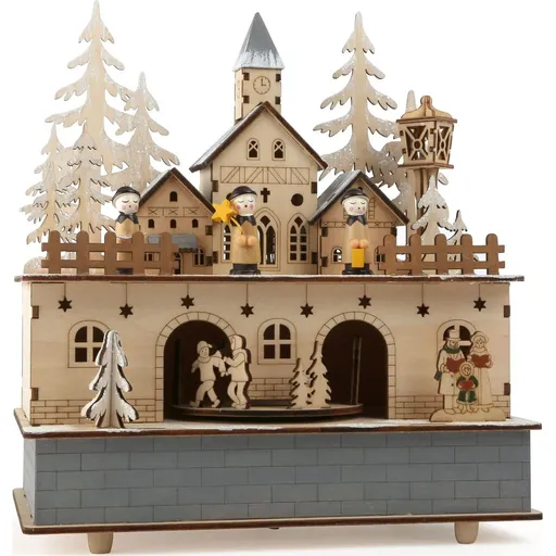 Small Foot Dřevěná hrací skříňka se světlem zimní vesnice