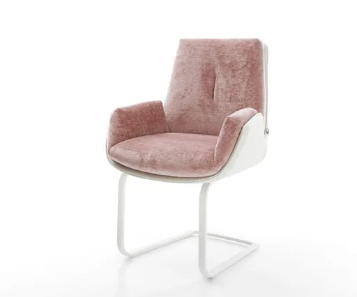 Jídelní židle Clea-Flex mix materiálů pravá kůže bílo růžová