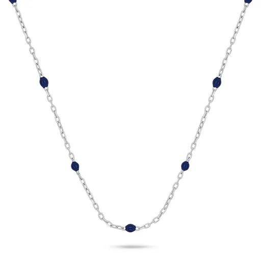 Brilio Silver Stříbrný náhrdelník s tmavě modrými kuličkami NCL112WB