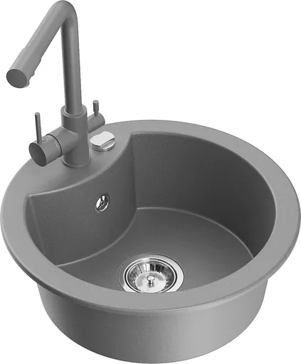 MEXEN/S Diego granitový dřez 1-miska včetně baterie Duero, šedý 6512-71-671600-71