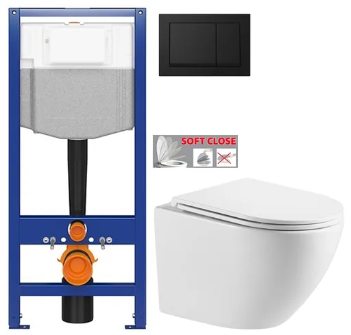 CERSANIT předstěnový instalační systém s černým tlačítkem K97-0574 + WC INVENA LIMNOS WITH SOFT, včetně soft/close sedátka K97-526 0574 LI1