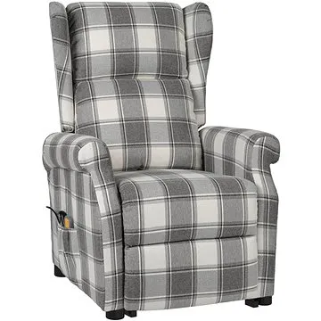 Shumee zvedací polohovací křeslo bílošedé textil, 329480 (329480)