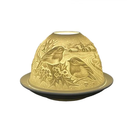 Bílý porcelánový svícen na čajovou svíčku jelen Paollo - Ø 12 * 8 cm 6CE1834