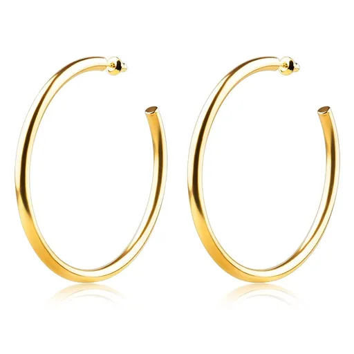 Náušnice z oceli 316L - jednoduché velké kruhy zlaté barvy, 63 mm