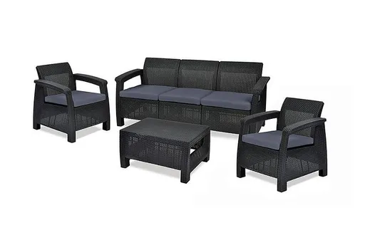 DEOKORK Zahradní ratanová sestava CORFU LOUNGE MAX antracit