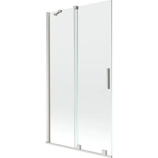 MEXEN/S Velar dvoukřídlá posuvná vanová zástěna 100 x 150, transparent, nikl kartáčovaný 896-100-000-01-97