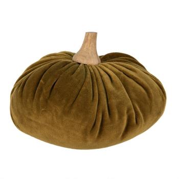 Zelená textilní dekorace dýně Pumpkin XL - Ø 20*14 cm 65419