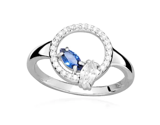 Silver Cat Stříbrný prsten se zirkony a syntetickým safírem Colored stones SC628 58 mm