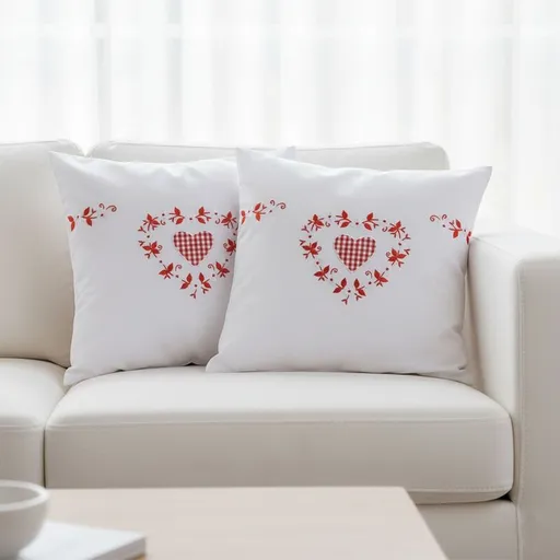 Návlek na polštář, Vintage srdce, bílý, 40 x 40 cm