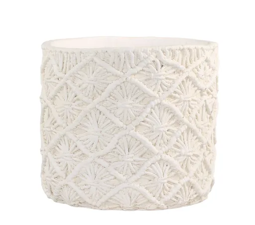 Krémový obal na květináč s pleteným vzorem Corte - Ø 22*21cm Chic Antique