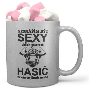 Hrnek Sexy hasič - stříbrný (Náplň hrníčku: Marshmallow)