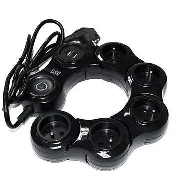 IN Přepěťová ochrana SNAKE 1.5, 5 zásuvek, 2 USB, černá (553026)