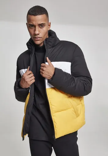 Urban Classics 3-Tone Boxy Puffer Jacket blk/chromeyellow/wht - L