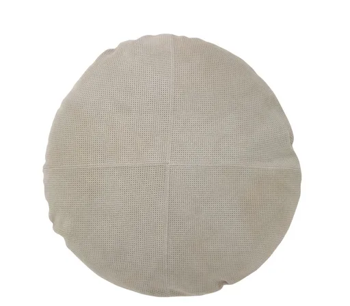 Šedý kožený kulatý polštář Tasse - Ø 45*8 cm J-Line by Jolipa