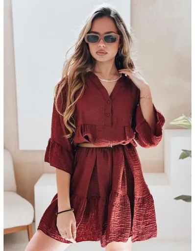 Letní mušelínové šaty LYVONNE vínové