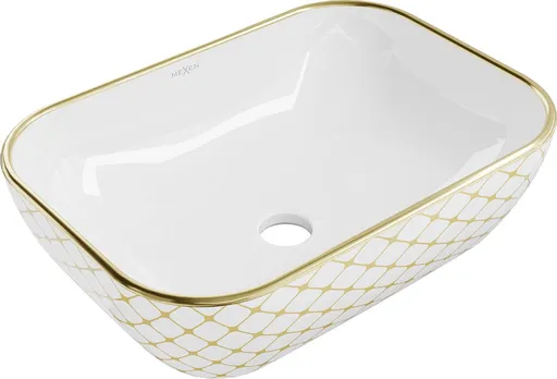 MEXEN Rita umyvadlo na desku 45 x 32, bílá/zlatá vzor 21084509