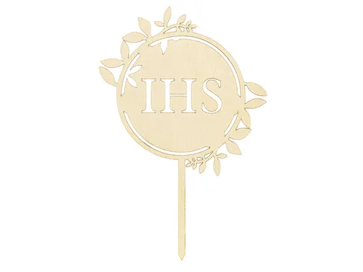 PartyDeco Dřevěný zápich na dort - IHS První svaté přijímání