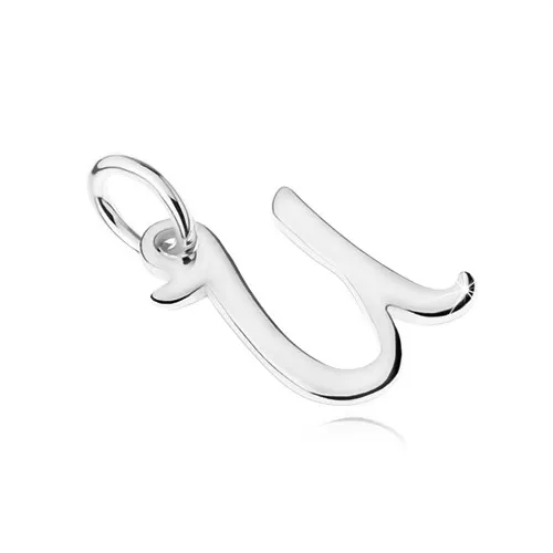 Hladký stříbrný přívěsek 925, velké zrcadlově lesklé psací písmeno "U"