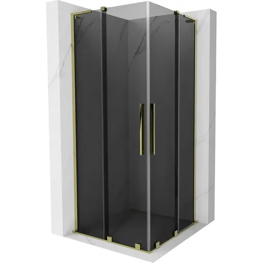 MEXEN/S Velar L Duo sprchový kout, posuvné dveře 100 x 100, grafit, zlato 871-100-100-02-43-50
