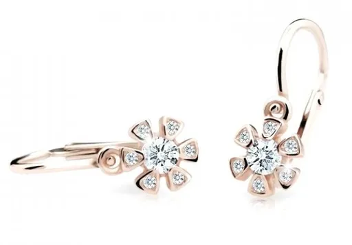 Cutie Jewellery Dětské náušnice z růžového zlata C2156-10-X-4 bílá