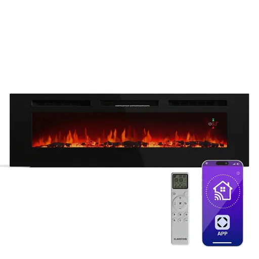 Klarstein Inteligentní elektrický krb Galeras, 2 nastavení teploty, 16 - 30°| Iluze plamene LED, Možnost připojení k IOT