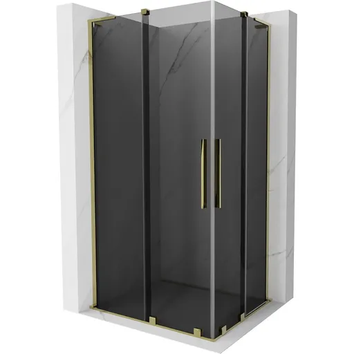 MEXEN/S Velar L Duo sprchový kout, posuvné dveře 100 x 90, grafit, zlato 871-100-090-02-43-50