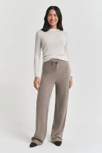 KALHOTY GANT WOOL KNITTED PANTS TAUPE BEIGE