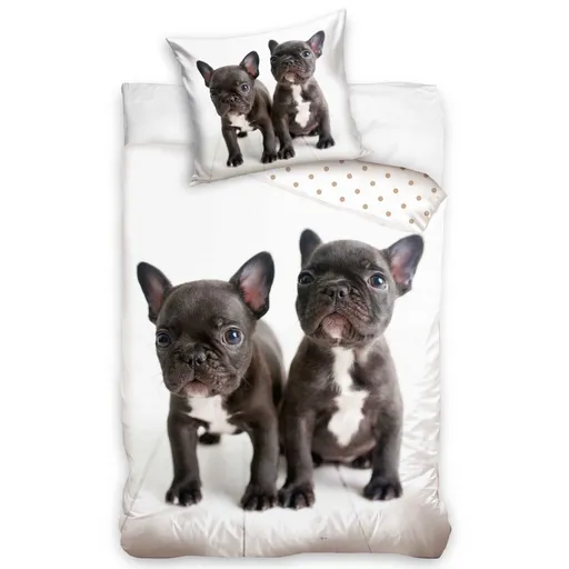 BedTex Bavlněné povlečení Buldoček a Buldoček, 140 x 200 cm, 70 x 90 cm