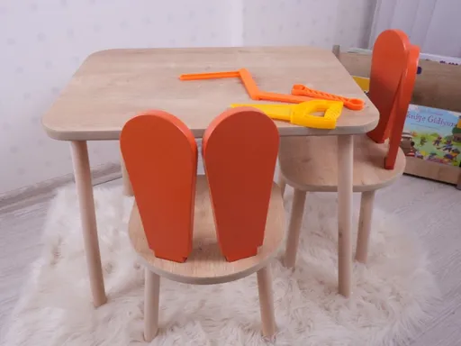 Kid's Table Set Bunny One Chair Set - Orange, Brown