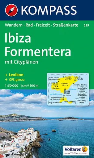 Ibiza, Formentera mit Cityplänen 1:50 000 / turistická mapa KOMPASS 239