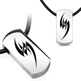 Náhrdelník na gumové šňůrce - ocelový tribal symbol
