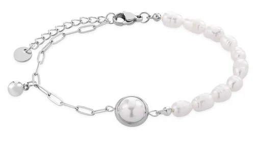 Troli Půvabný ocelový náramek s pravými perlami VGS1299S-1