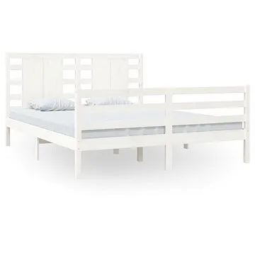 Rám postele bílý masivní borovice 160 × 200 cm, 3104294 (3104294)