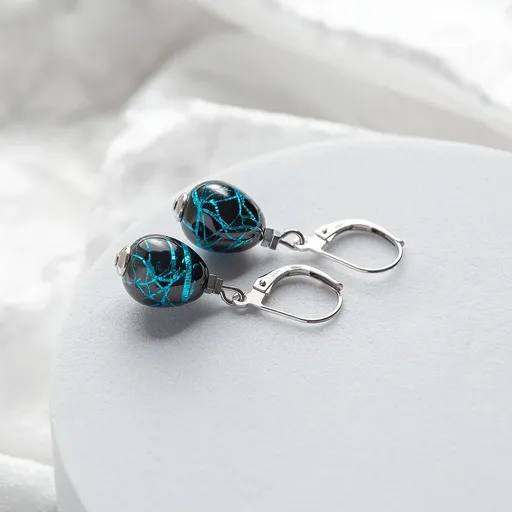 Lampglas Náušnice Cobalt Nude s ryzím stříbrem ENM3/AG/RHO