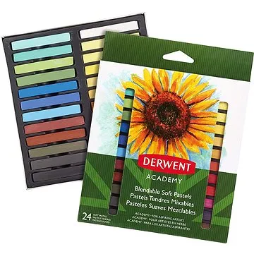 DERWENT Academy Soft Pastels hranaté barevné křídy - balení 24 ks  (98216)