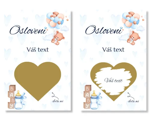 Personal Stírací los s vlastním textem - Baby blue Barva: Zlatá