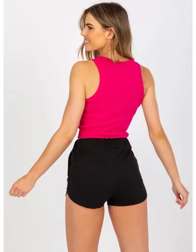 Fuchsiový bavlněný top basic s pruhy