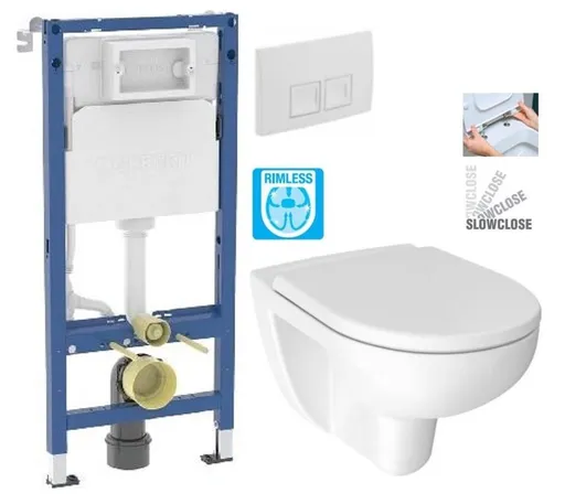 GEBERIT DuofixBasic s bílým tlačítkem DELTA50 + WC JIKA LYRA PLUS RIMLESS + SEDÁTKO DURAPLAST SLOWCLOSE 458.103.00.2 50BI LY2