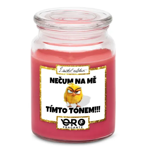 Svíčka Nečum na mě – kanár (Vůně svíčky: Višně v čokoládě)