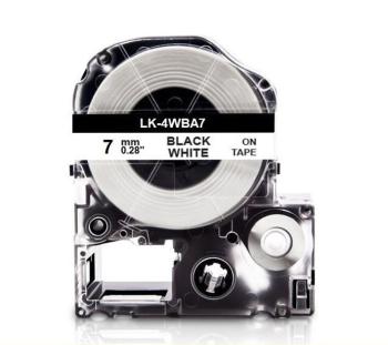 Epson LK-4WBA7, BU7S, 7 mm x 2,5 m, černý tisk / bílý podklad, kompatibilní páska