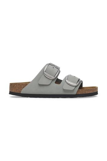 Nubukové šľapky Birkenstock Arizona Big Buckle dámske, šedá farba, 1029311