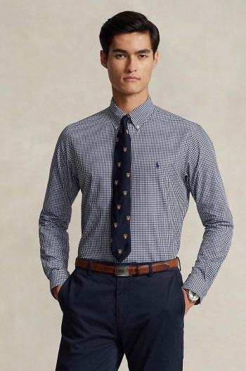 Košile Polo Ralph Lauren pánská, tmavomodrá barva, slim, s límečkem button-down, 710929345