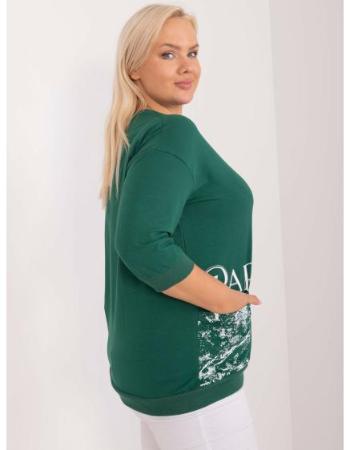 Dámská halenka s manžetami plus size tmavě zelená  