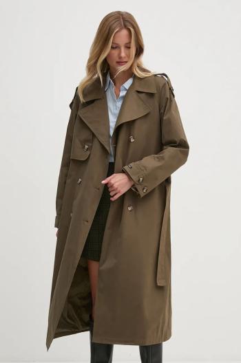 Trench kabát Pepe Jeans BIANCA dámský, zelená barva, přechodný, oversize, PL402446