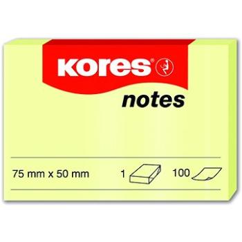 KORES 75 x 50 mm, 100 lístků, žlutý (1318/9000020)