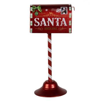 Červená vánoční dekorace schránky Santa - 16*12*32 cm 6Y5624