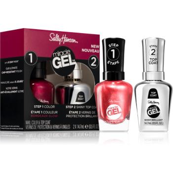 Sally Hansen Miracle Gel™ sada lak na nehty a top coat odstín 940 Bordeaux-Glow