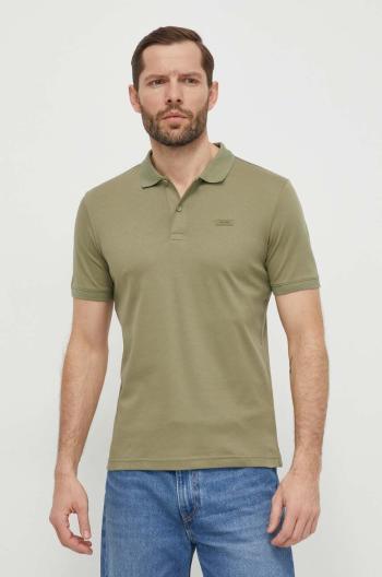 Bavlněné polo tričko Calvin Klein zelená barva, K10K111657