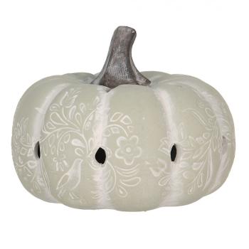 Šedo-zelená antik dekorace dýně s ornamentem Pumpkin - Ø 23*18 cm 6TE0497